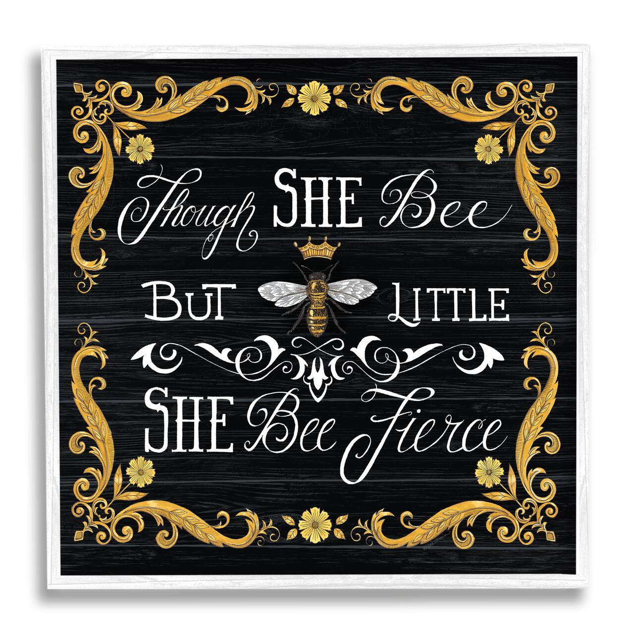 Stupell Industries She Bee Fierce Female Motivational Phrase Vintage Pun Framed Wall Art